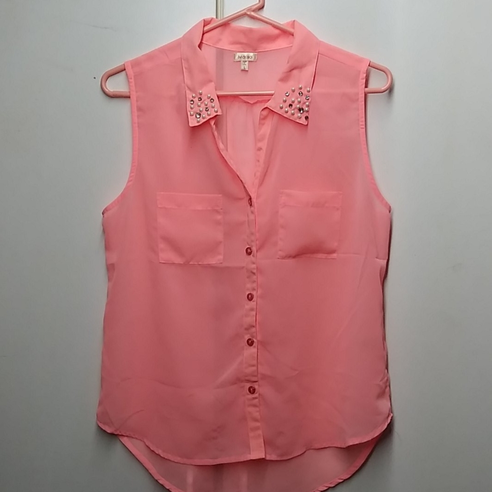 (Large) Marisol blouse color peach/pink.